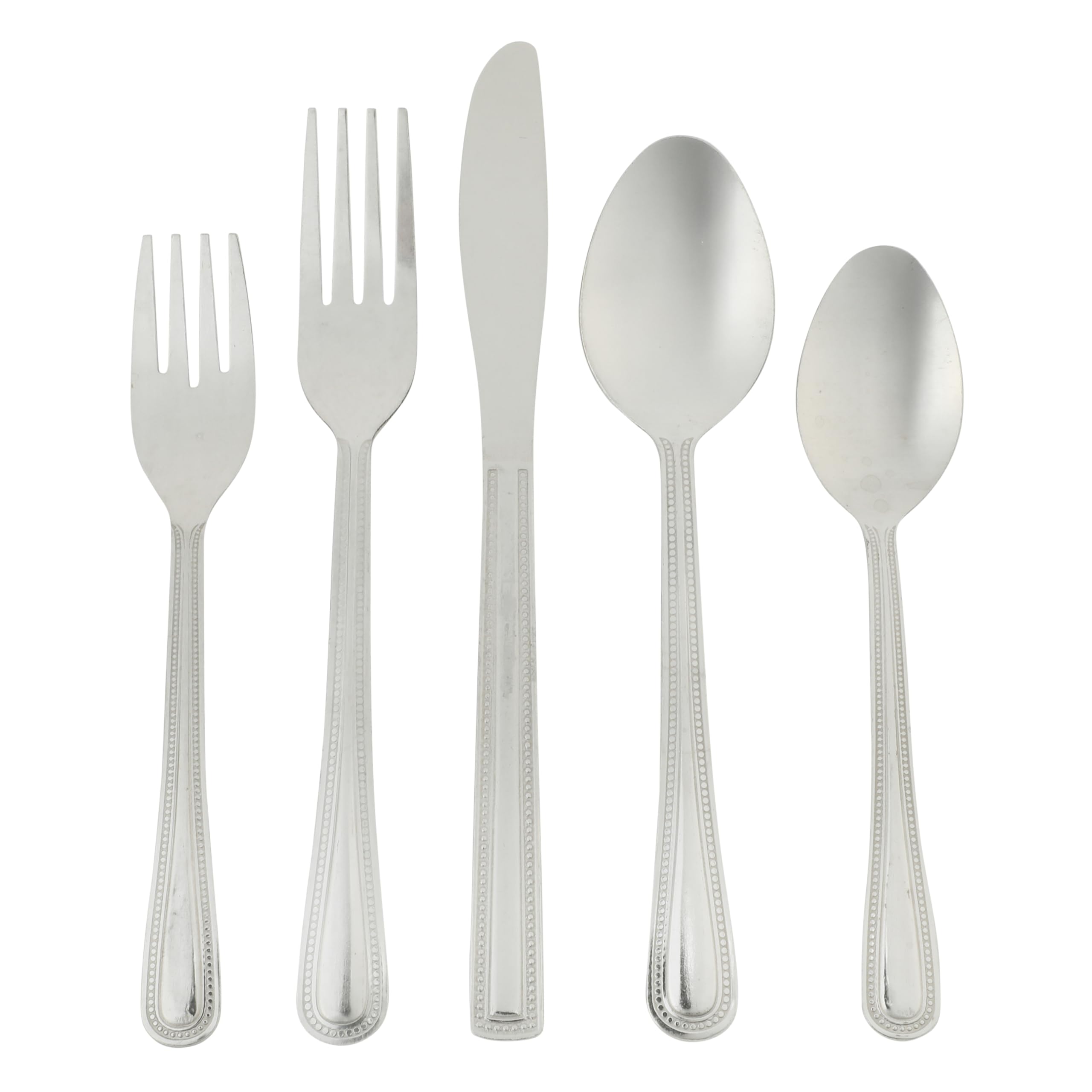 Gibson Home Aston 45-Piece Stainless Steel Flatware Set with Tray and Serving Utensils – Silverware Service for 8