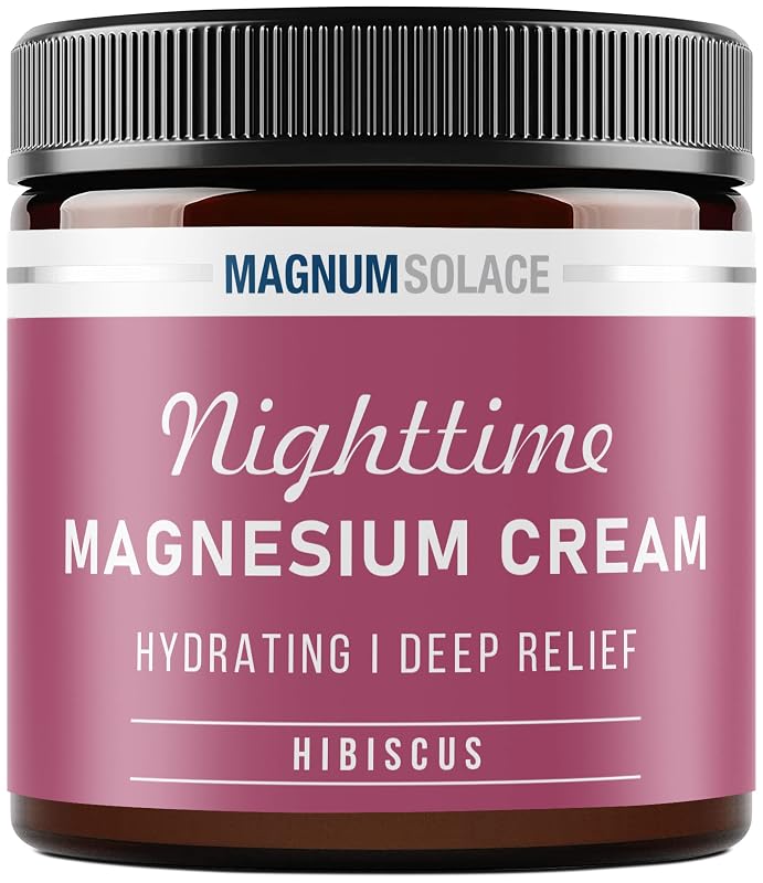 Magnum Solace Creme tópico de magnésio com cloreto e vitamina E, 250 mg por colher de chá e 6.000 mg por pote, 120 mL