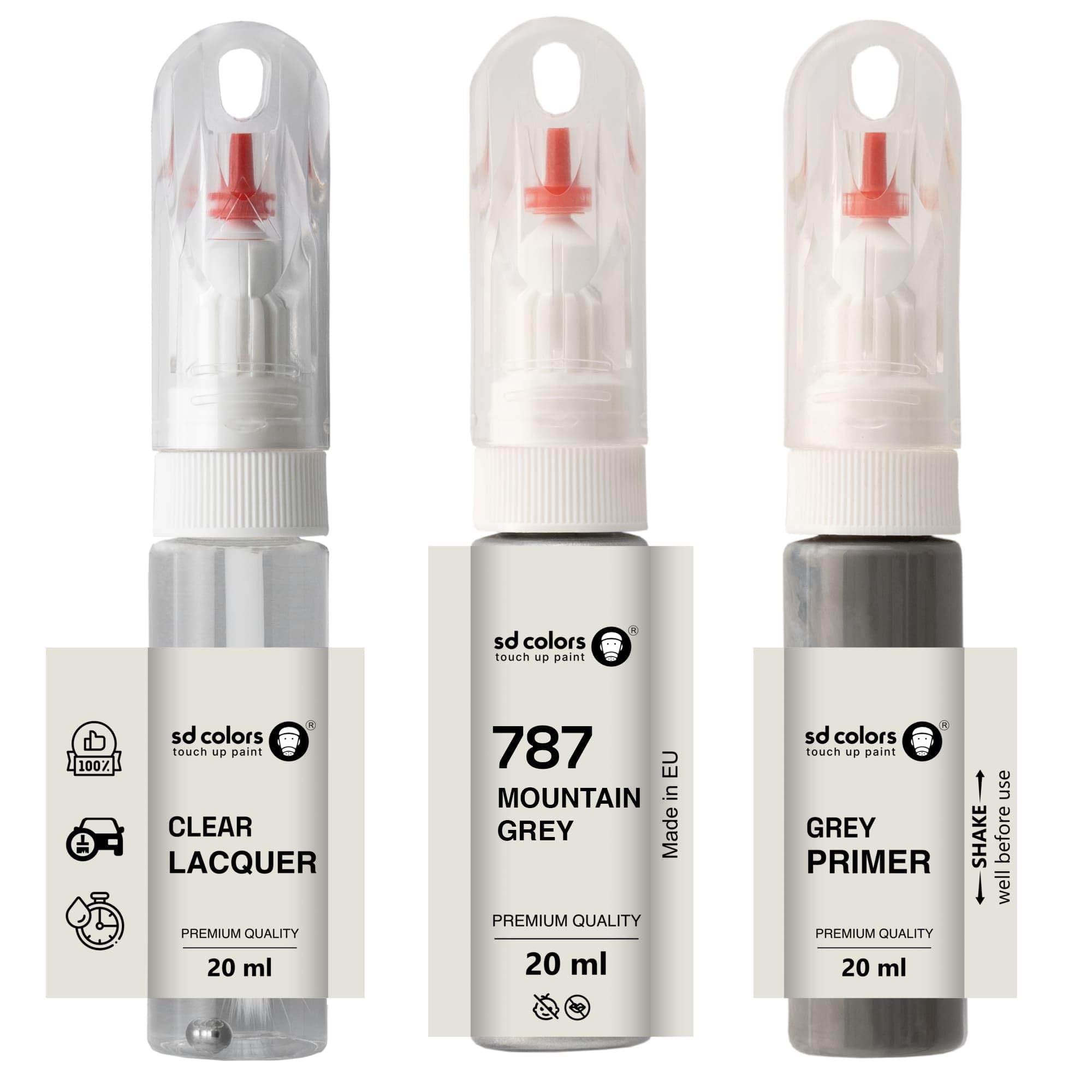 Sd Colors Paint+Primer+Lacquer Mountain Grey 787 Touch Up 20 Ml Paint Brush Repair Scratch Chip (Paint+Primer+Lacquer)