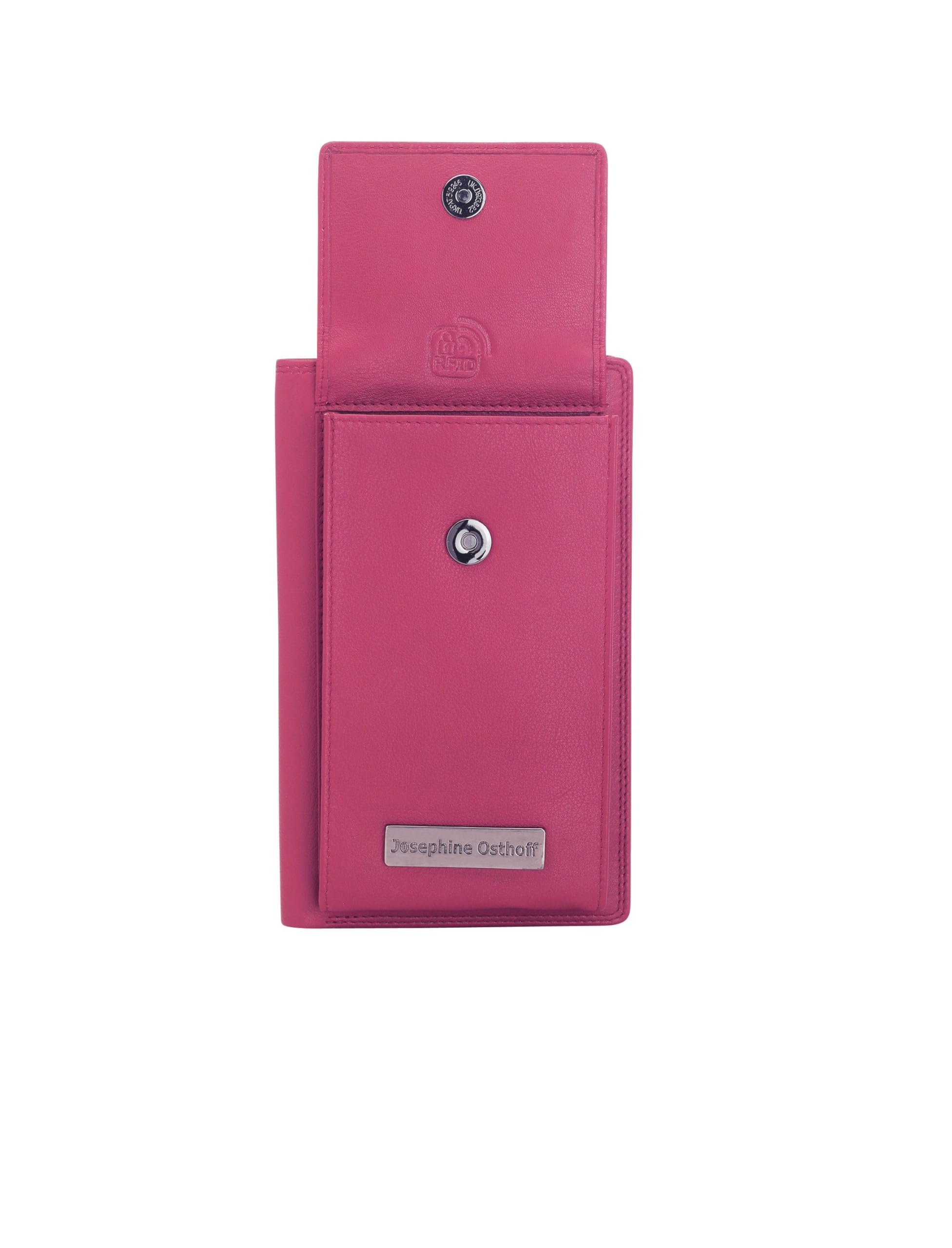 Torba na ramię na telefon komórkowy z portmonetką, ręcznie wykonana w 100% z prawdziwej skóry, kopertówka dla kobiet, ochrona RFID, pasek na ramię, 12 przegródek na karty, Fuchsia,