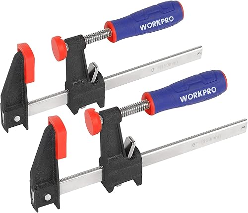WORKPRO Juego de abrazaderas de barra de acero de 6 pulgadas, paquete de 2 abrazaderas de barra estilo embrague de liberación rápida con garganta de