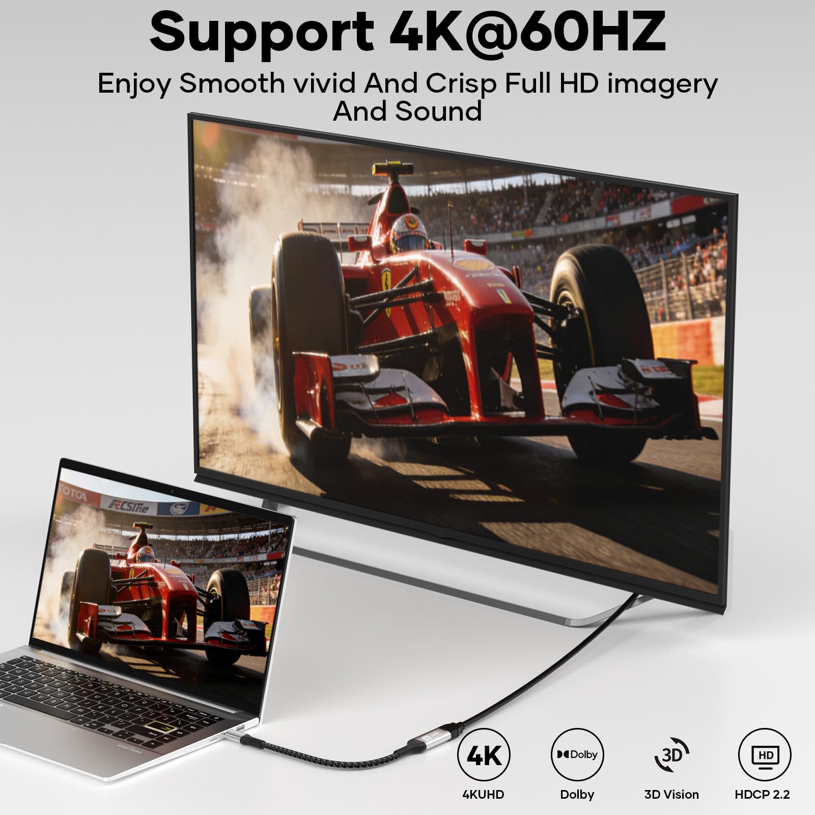 Mini DisplayPort na HDMI, Mini DisplayPort (Thunderbolt 2) do HDMI 4K, jednokierunkowy mini DisplayPort do monitora HDMI, kompatybilny z MacBook Air/Pro, XPS, Surface Pro/Dock Monitor Projektor