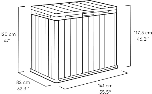 Keter Store-It-Out Darwin 1150L Outdoor Storage Box – Brown | Evotech Wood-Effect Resin | Fits 2 x 240L Wheelie Bins | Lockable, Weatherproof, Hydraulic Lid & Double Doors - 8