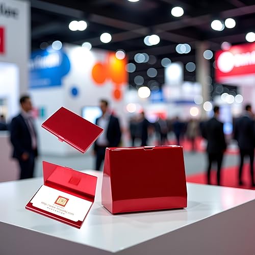 Miniatura 3 de Galyacht Tarjetero delgado rojo para tarjetas de visita creativo, de aluminio, para tarjetas de crédito, tarjetas de visita para hombres y mujeres