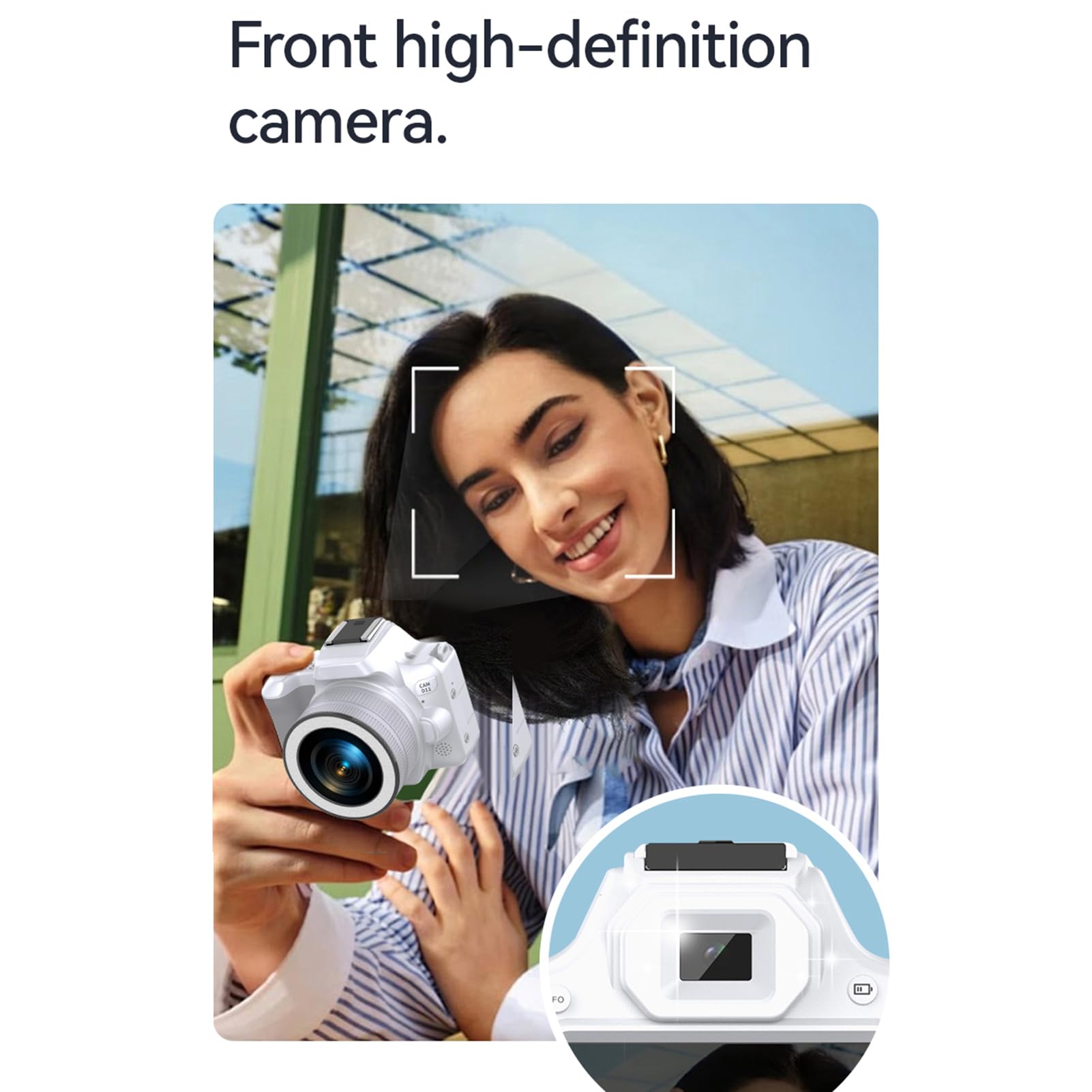 CCYLEZ Camera Digitale 2K, Fotocamera da Vlogging da 48 MP con Zoom 16x, Dual Lente a Schermo da 2,0 Pollici per gli Appassionati di Fotografie Principianti (D11 bianco)