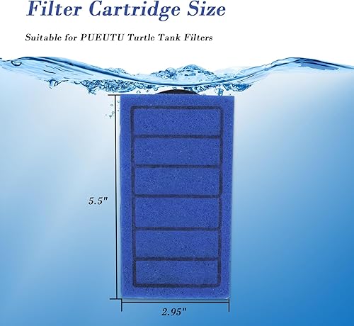 Miniatura 2 de PUEUTU Filtro de acuario 5 cartuchos de filtro, repuesto para filtro de cascada, filtro de tortuga de filtración rápida y eficaz