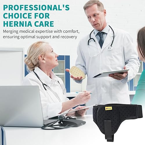 Miniatura 9 de Tenbon Cinturones de hernia para hombres y mujeres, soporte de hernia lateral izquierdo o derecho, braguero para dolor de ingle inguinal con