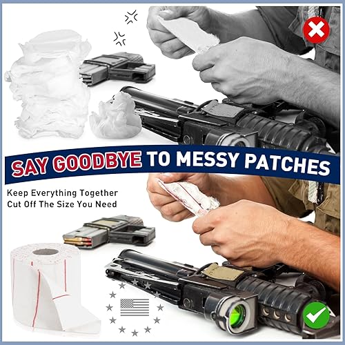 Miniatura 2 de Ironraw Parches de limpieza de armas, paño de microfibra, tela de algodón puro fuerte, 4200 parches absorbentes, cortados a medida, pistola de polvo