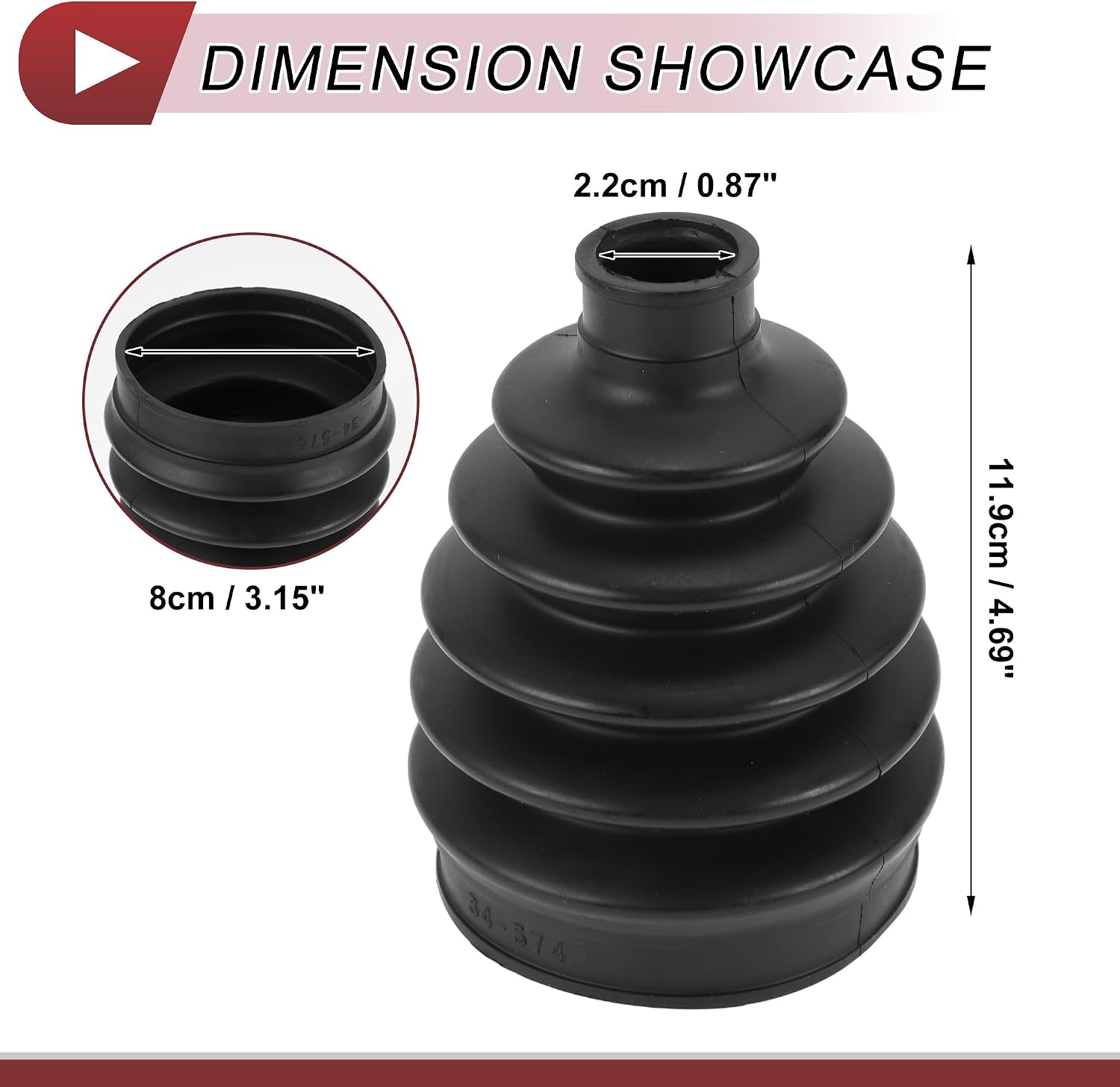 1 Set CV Joint Boot Kit for Honda Civic 2017-2021 Outer Constant Velocity Joint Boot W/Clamps No.44018SNEA01 Black Rubber