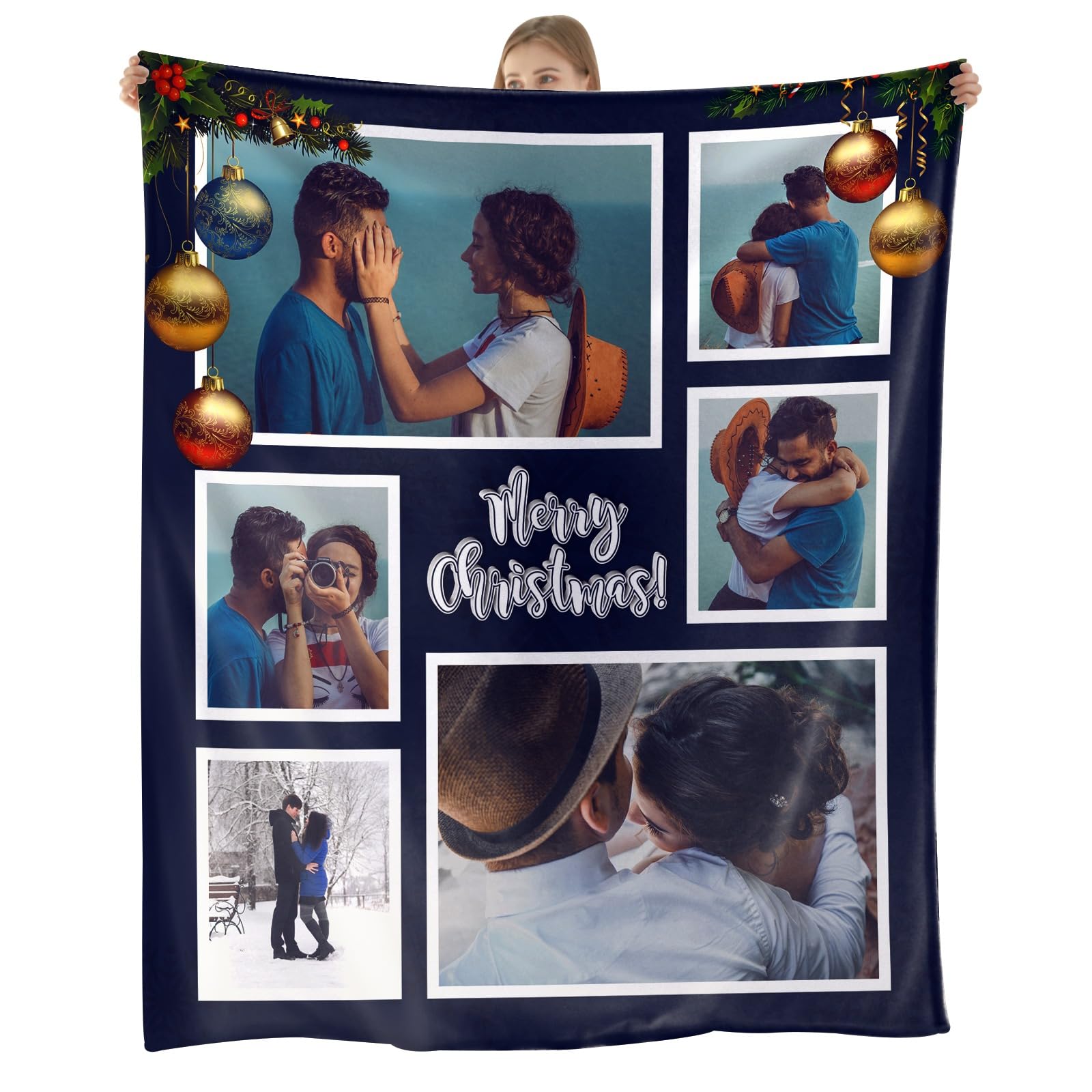 Lifemaison Personalised for Kids & Adults,Custom Photo Blanket Throw,Customised Blankets with Photos,Customise Gifts for Christmas,Mom Dad,Family,Friend,Baby,Pet,50 * 70in