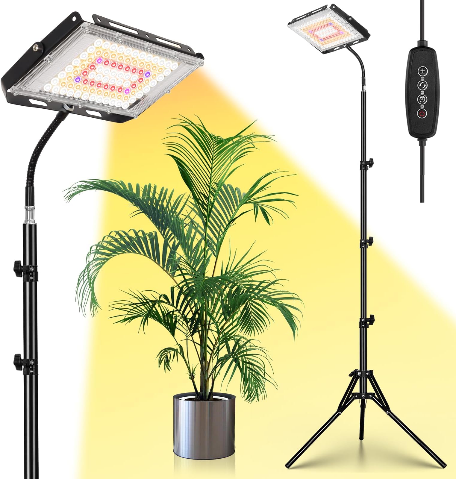 LBW Grow Lights for Indoor Plants, 96 LEDs Full Spectrum Standing Plant Grow Light with 4/8/12H Timer, 6 Dimmable Levels,68" Adjustable Tripod, Floor Grow Lamp for Tall Large Indoor Plants Growing