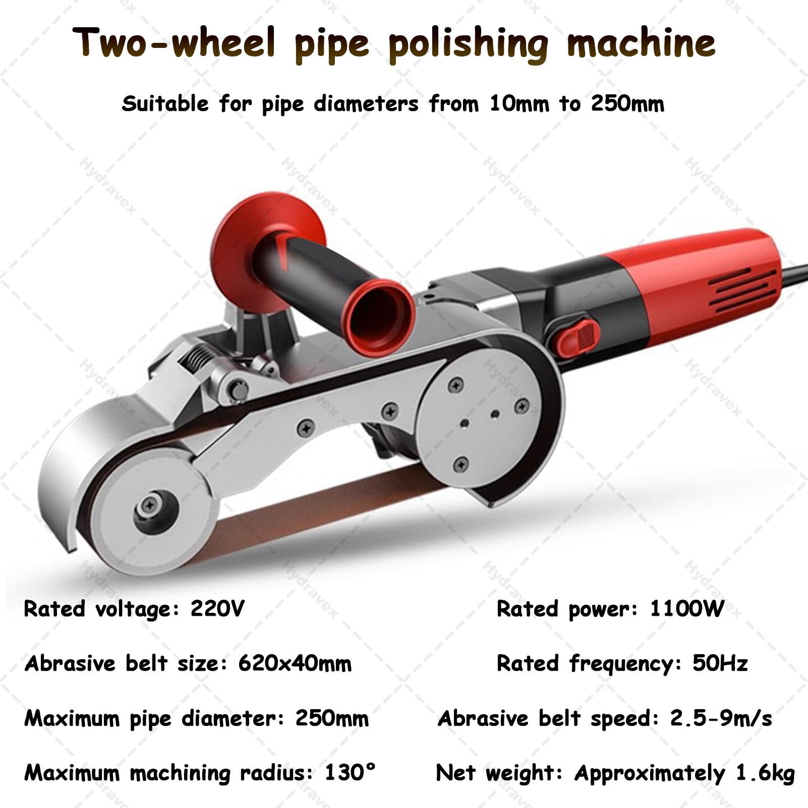 Lijadora de banda para tubos de acero redondos de acero inoxidable con 6 velocidades variables y 5 bandas de lijado, pulidora de tuberías de metal para lijar plástico, aluminio y hierro. 2Roller