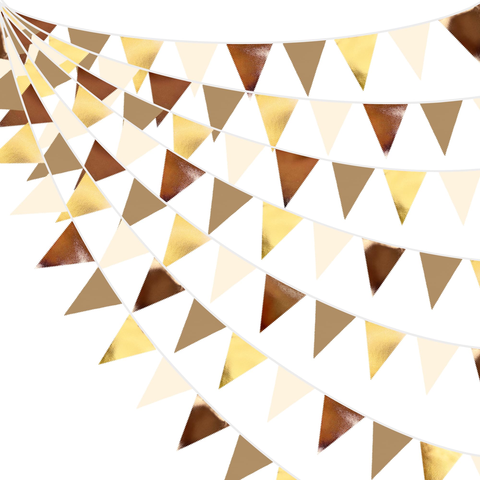 32Ft Martini Party Decorations Metallic Gold Brown Pennant Banner Fabric Triangle Flag Garland Streamers for A Tini Bit Older Birthday Boho Woodland