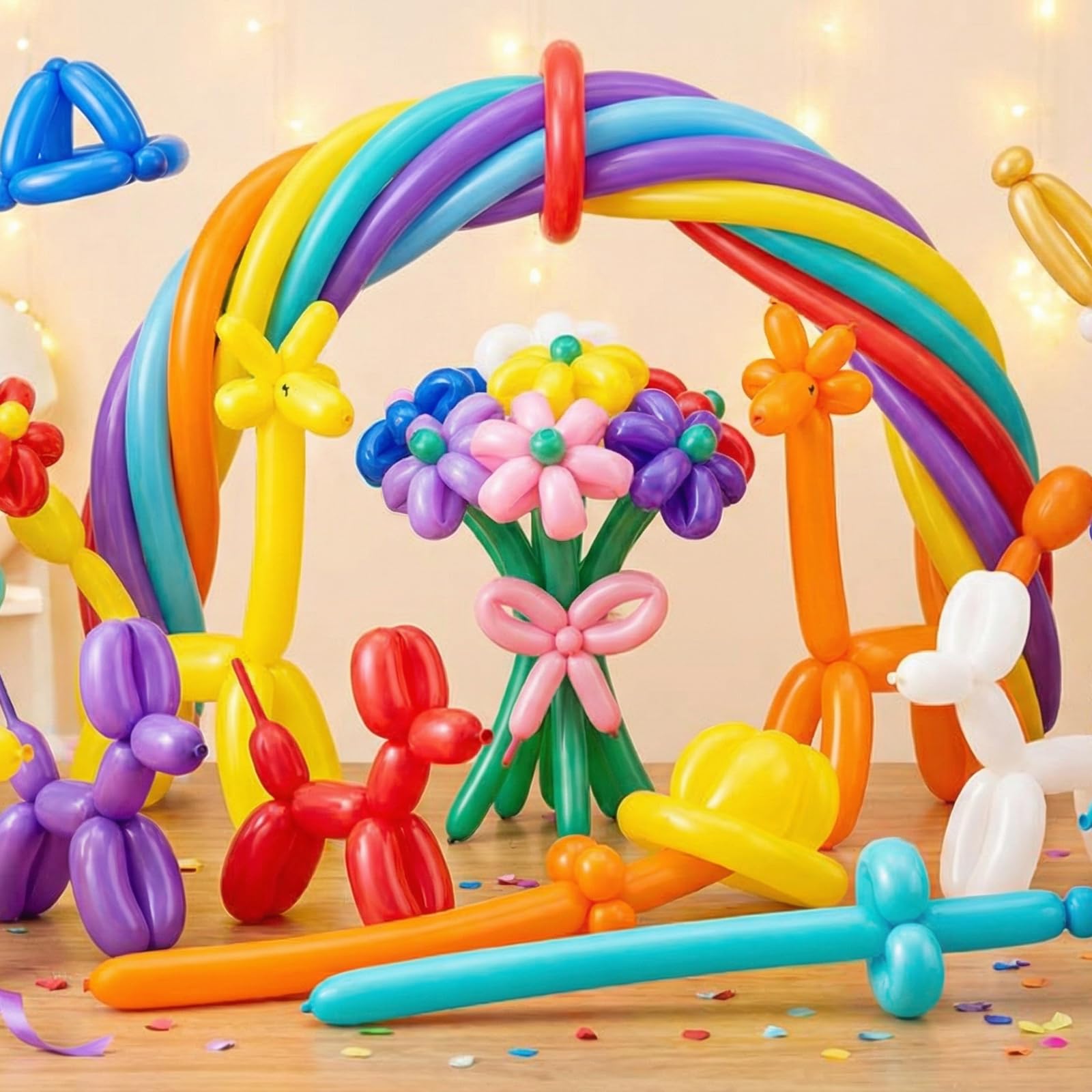 260 długich balonów, 100 szt., różne kolory, lateksowe, skręcane, balony do modelowania zwierząt, na imprezę, urodziny, ślub