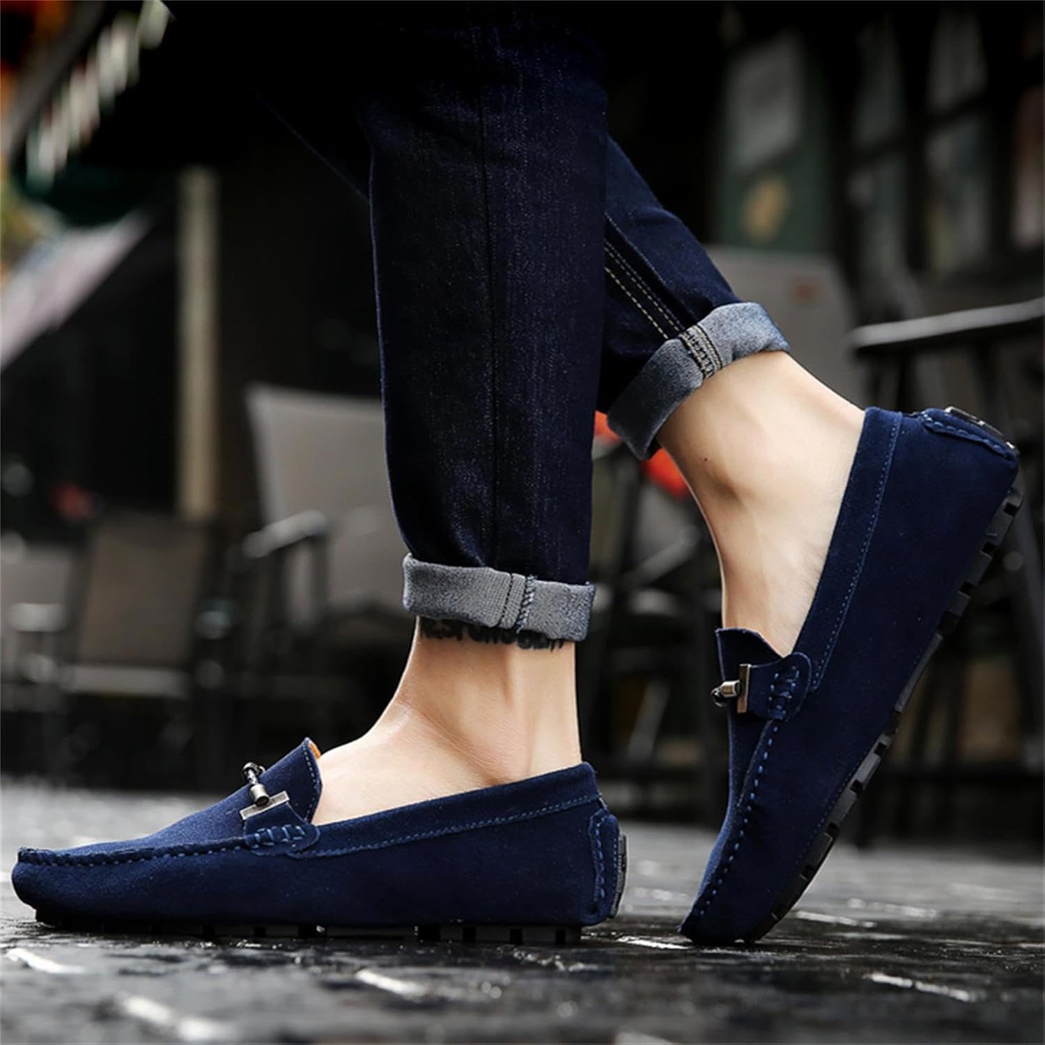 PPXID Men's Suede Leather Dress Loafers Slip On Casual Shoes Lightweight Soft Penny Loafers Driving Shoes Classic Moccasins