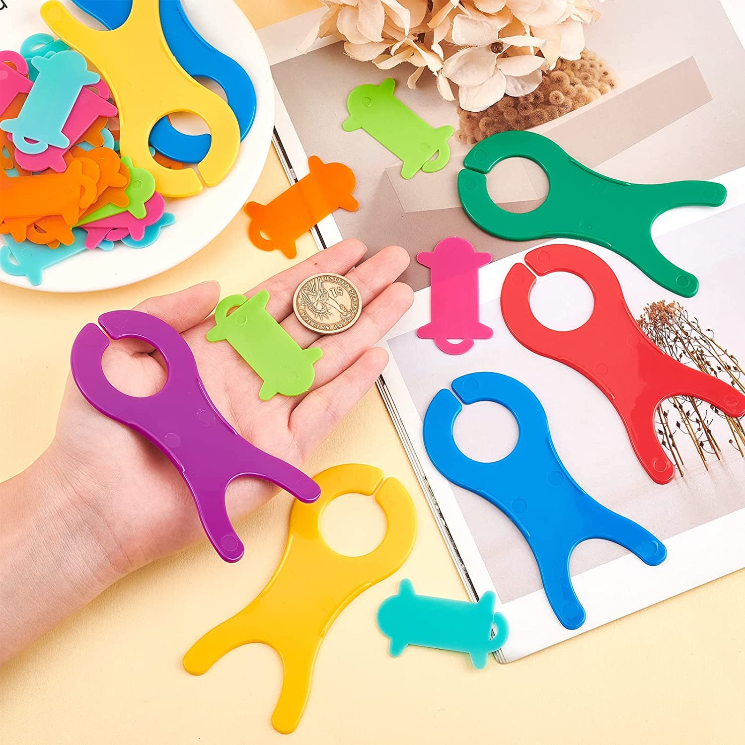 Baxnore 50 Stück Garnspulen - Kunststoff Wickelbretter, 10,5x5cm