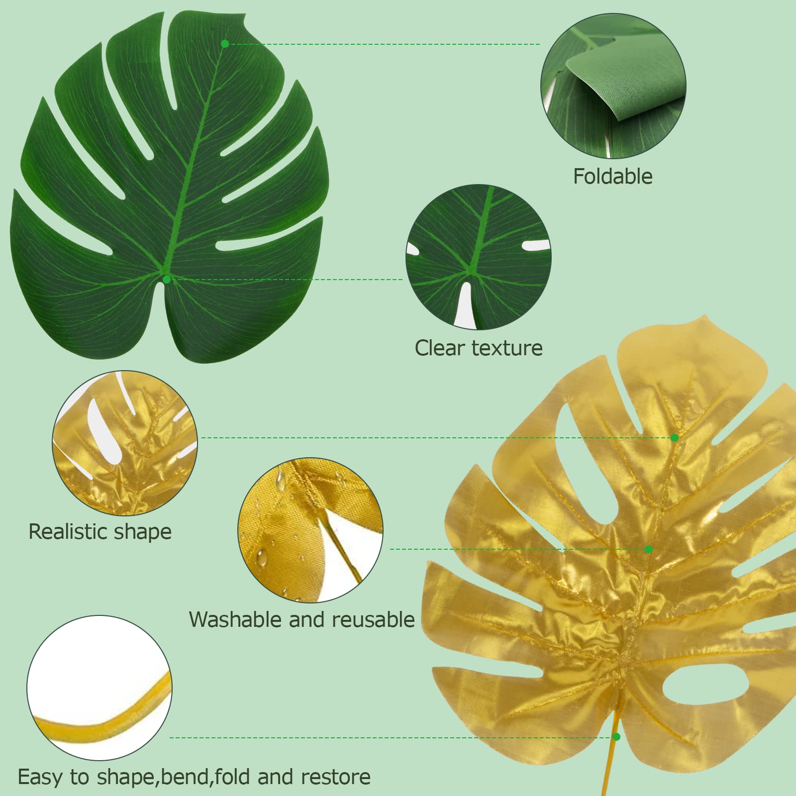 78 Feuilles Palmier Artificielles - Décoration Jungle Et Fête Tropicale - 12 Types