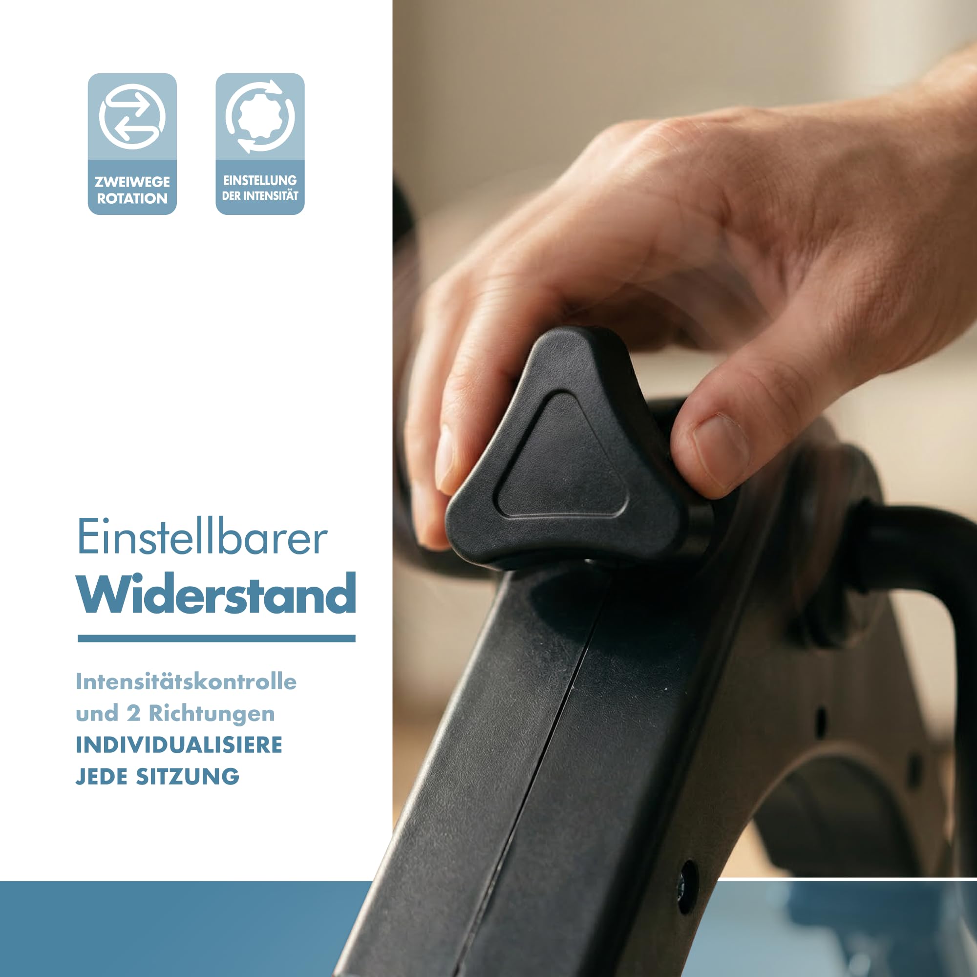 PORTENTUM Pedaltrainer für Senioren elektrisch motorisiert – 12 Geschwindigkeiten und Fernbedienung – Beintrainer im Sitzen mit Matte und LCD-Display – Kompakter Mini Heimtrainer