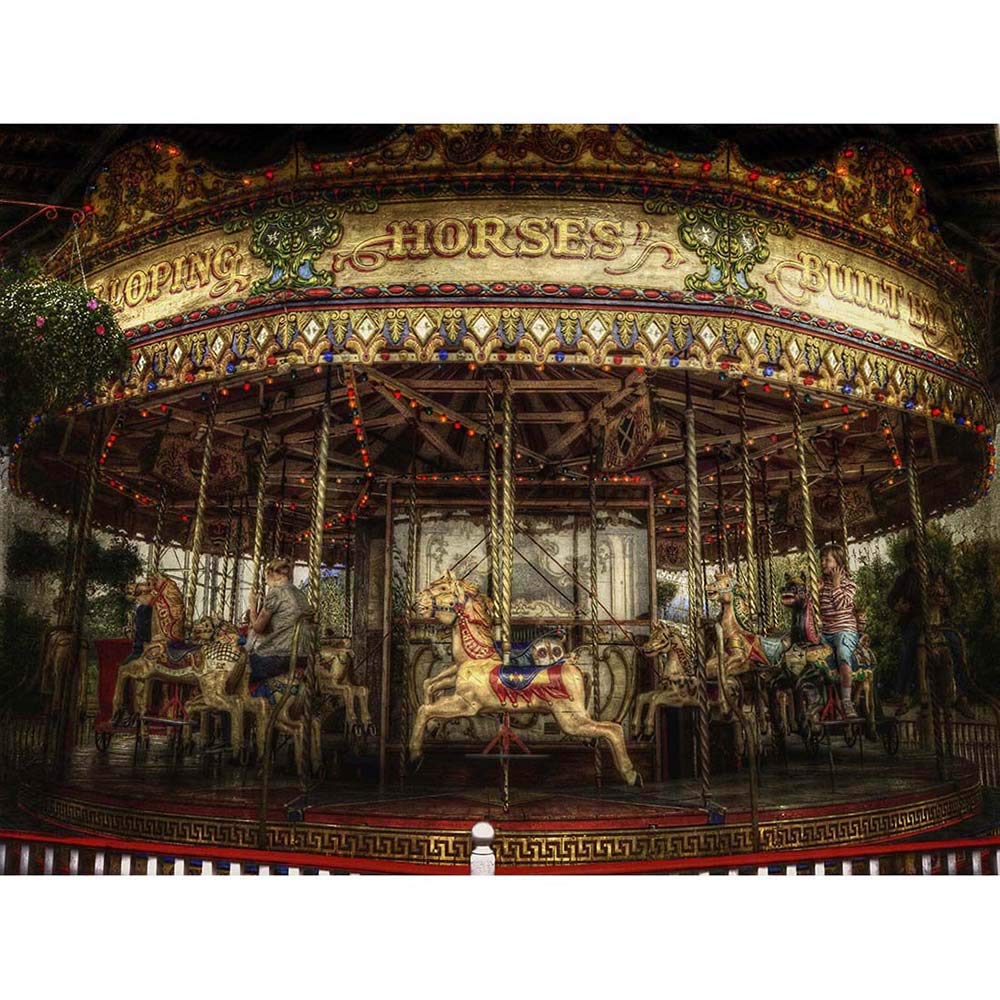 Wee Blue Coo Photography Composition Fairground Carousel Motion Art Print Poster Wall Decor 12X16 Inch