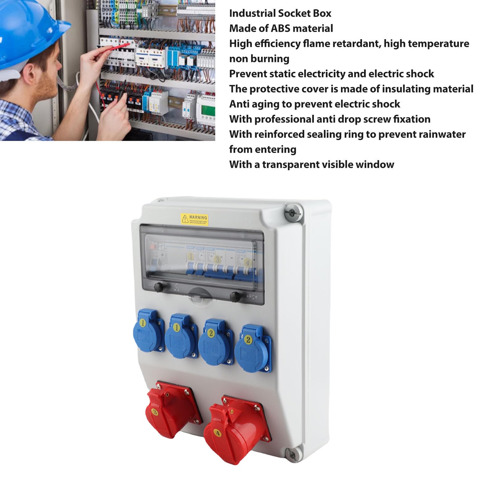 Scatola di distribuzione dell'energia industriale Scatola di prese elettriche per carichi pesanti con interruttori automatici C16 C32 per cantieri edili Plastica ABS