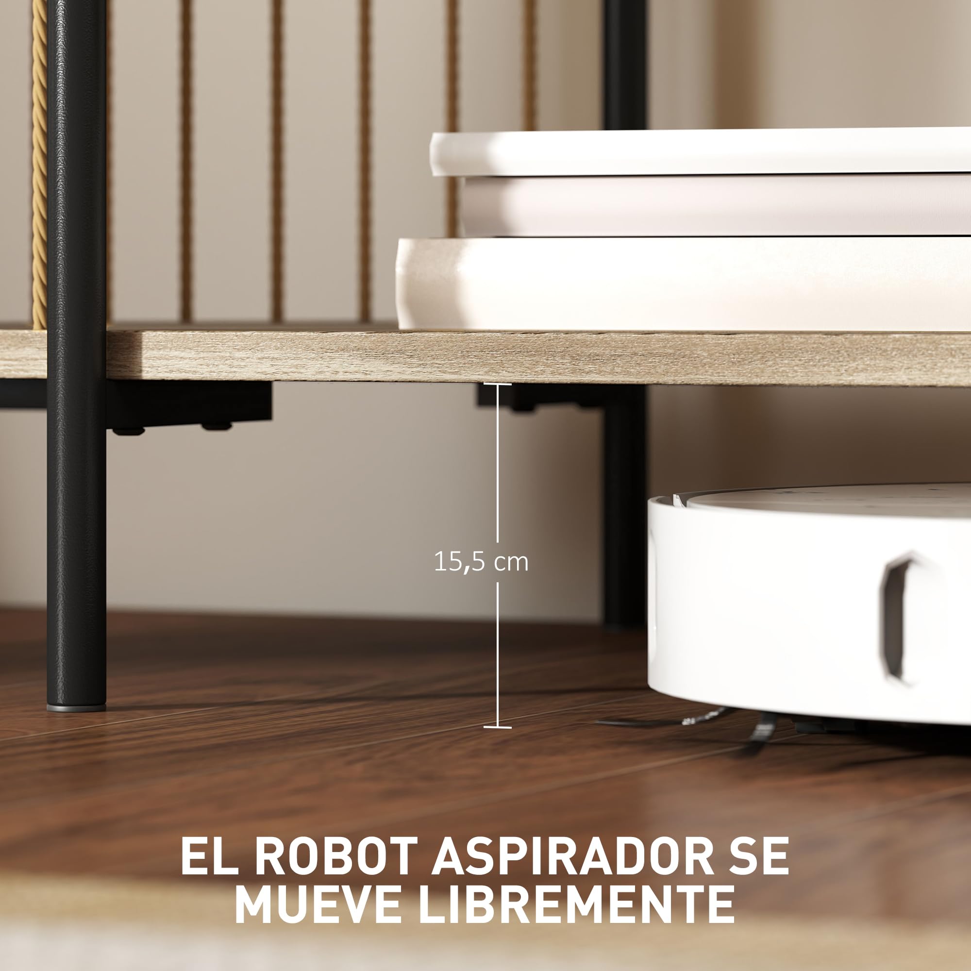 HOMCOM Mueble de TV Bohemio hasta 55 Pulgadas 124x43,5x41 cm Natural