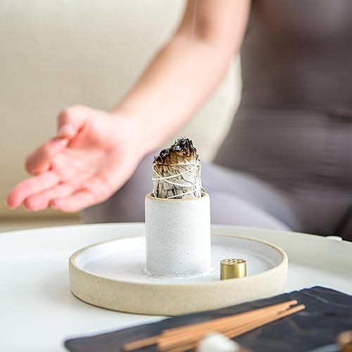Miniatura 8 de Soporte de salvia de cerámica para quemar 3 en 1 - Kit de manchas de salvia - Soporte de incienso para palos - Soporte de Palo Santo - Quemador de