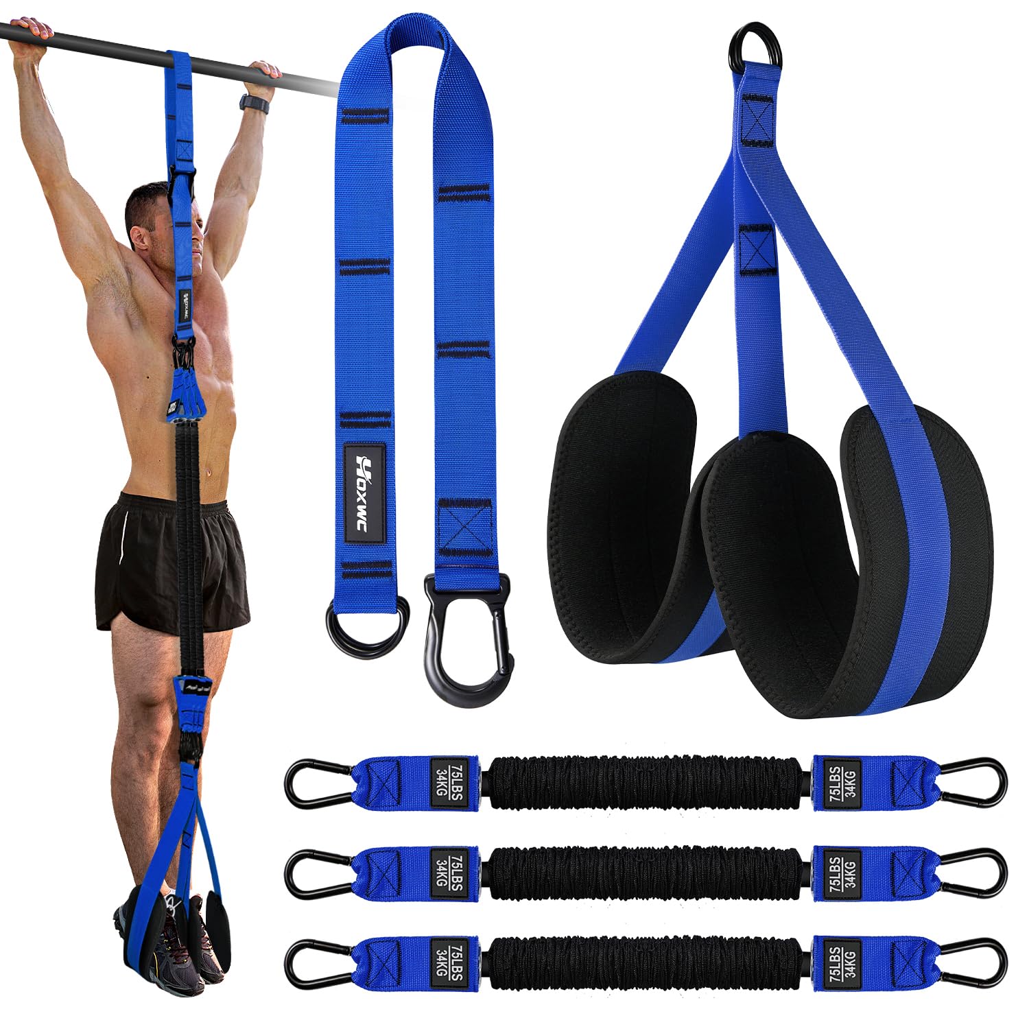 Pull Up Assistance Bands, Adjustable Heavy Duty Resistance Band for Pull Up, 3 Pull Up Bands, Comfortable Fabric Feet/Knee Rest, Assistance Bands for Pull-Up, Home Fitness, Body Stretching