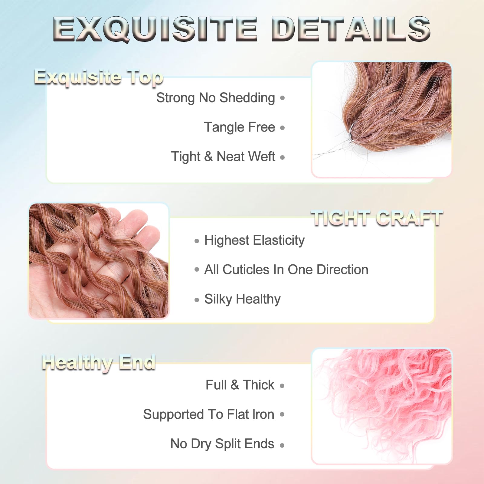 FANWYFYU 6Packs Deep Wavy Twist Crochet Braids Hair 18Inch French Curly Braiding Hair Pre-Looped Long Bohemian Crochet Hairs Water Wave Synthetic Curly Hair Extensions for Women and Girls (T30/pink) - Image 3
