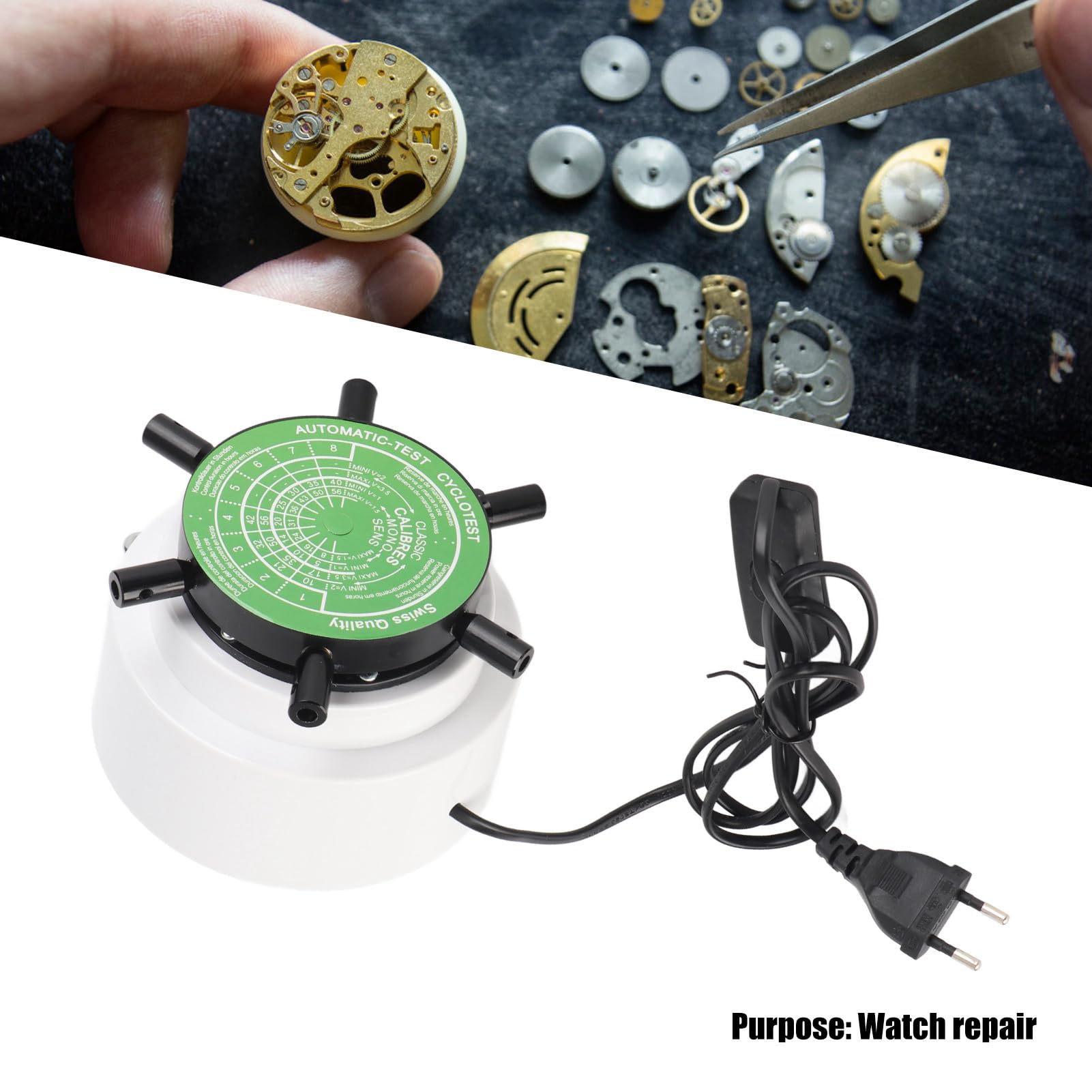 Máquina Bobinadora de Reloj, Bobinadora de Reloj Mecánica Automática, Herramienta de Reparación de Reloj con 6 Brazos de Aleación Desmontables para Reloj Mecánico