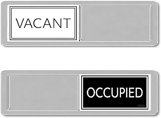 Black & White Vacant Occupied Office Sign, Vacant Occupied Sign for Bathroom Door, Privacy Signs for Home & Office Restroom, Available or In Use Signs, Restaurant or Business Bathroom Status, 7x2