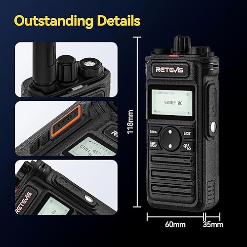 Vista 10 de (2ª generación RT86) Retevis RT86S Walkie Talkie de largo alcance, radio profesional de 2 vías con cargador de 6 vías, llamada grupal, recargable