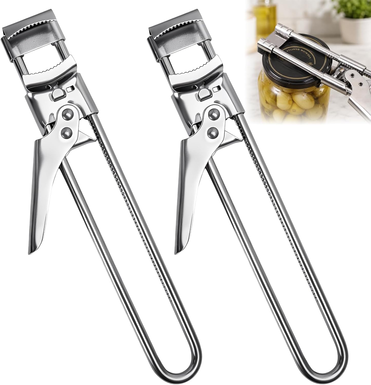 2 Pcs Stainless Steel Jar Opener, Effortless Grip For Seniors & Weak Hands