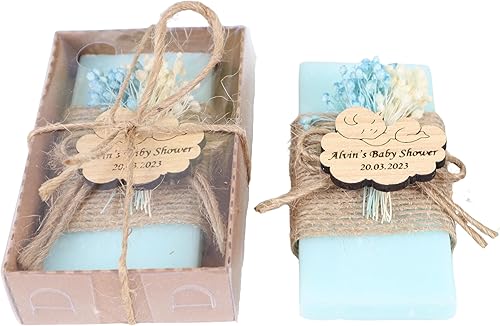 HTF Paquete de 10 Decoraciones para Baby Shower, Regalos de Baby Shower, Mini Jabón Vegano Perfumado Hecho a Mano Personalizado, Recuerdos de Fiesta