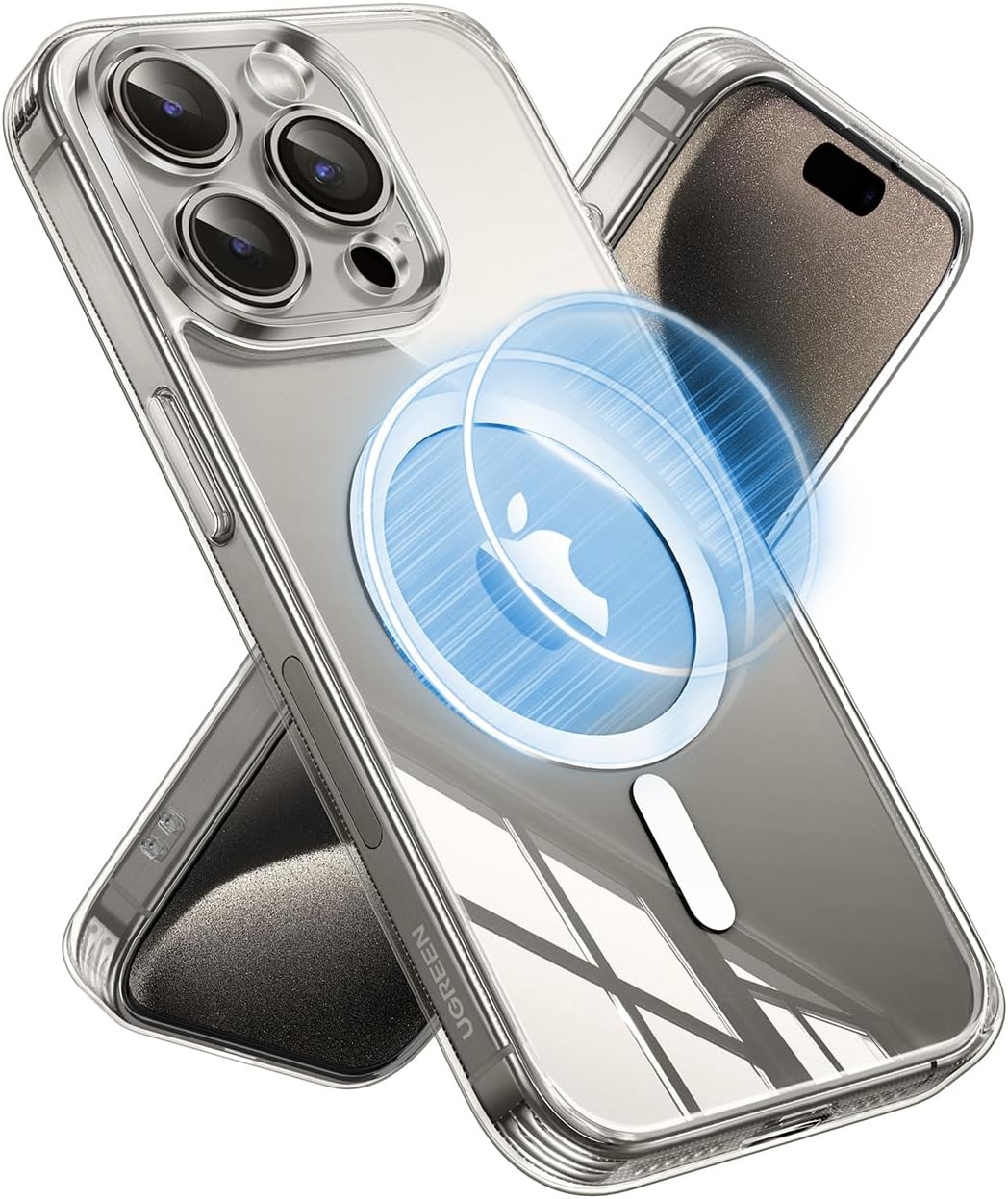 UGREEN iPhone 15 Pro Max Case Magnetic(MagU), Compatible with MagSafe, Revolutionary iCrystal Tech, MIL-Grade Protection Clear Cover, Anti-Scratch, Camera Protective, Slim for iPhone 15 Pro Max 6.7"