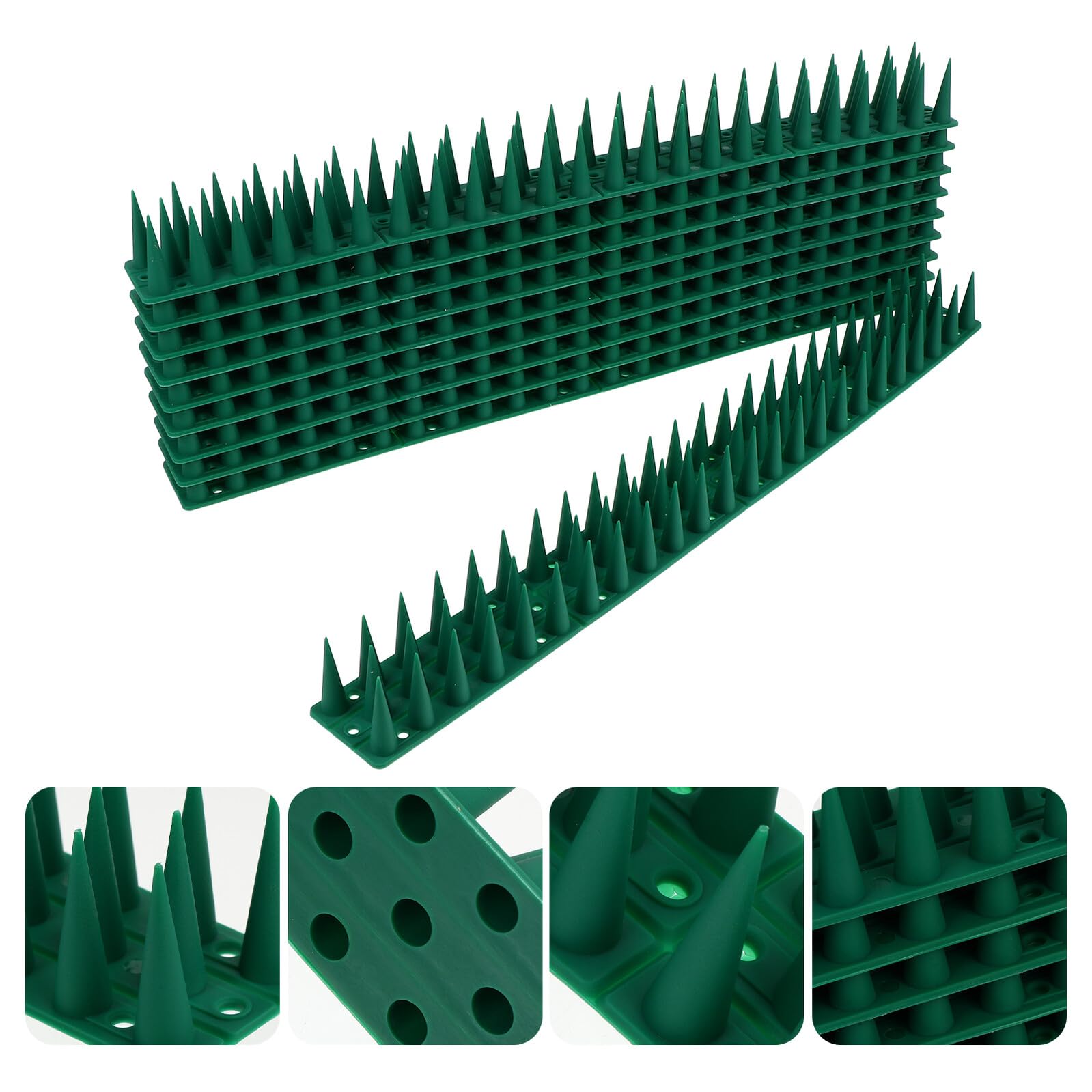 DOITOOL Dissuasore Repellente Umano per Uccelli 10 Set in Plastica Verde Punte Anti-arrampicata per Gazebi e Strutture Alte per Piccioni e Gabbiani