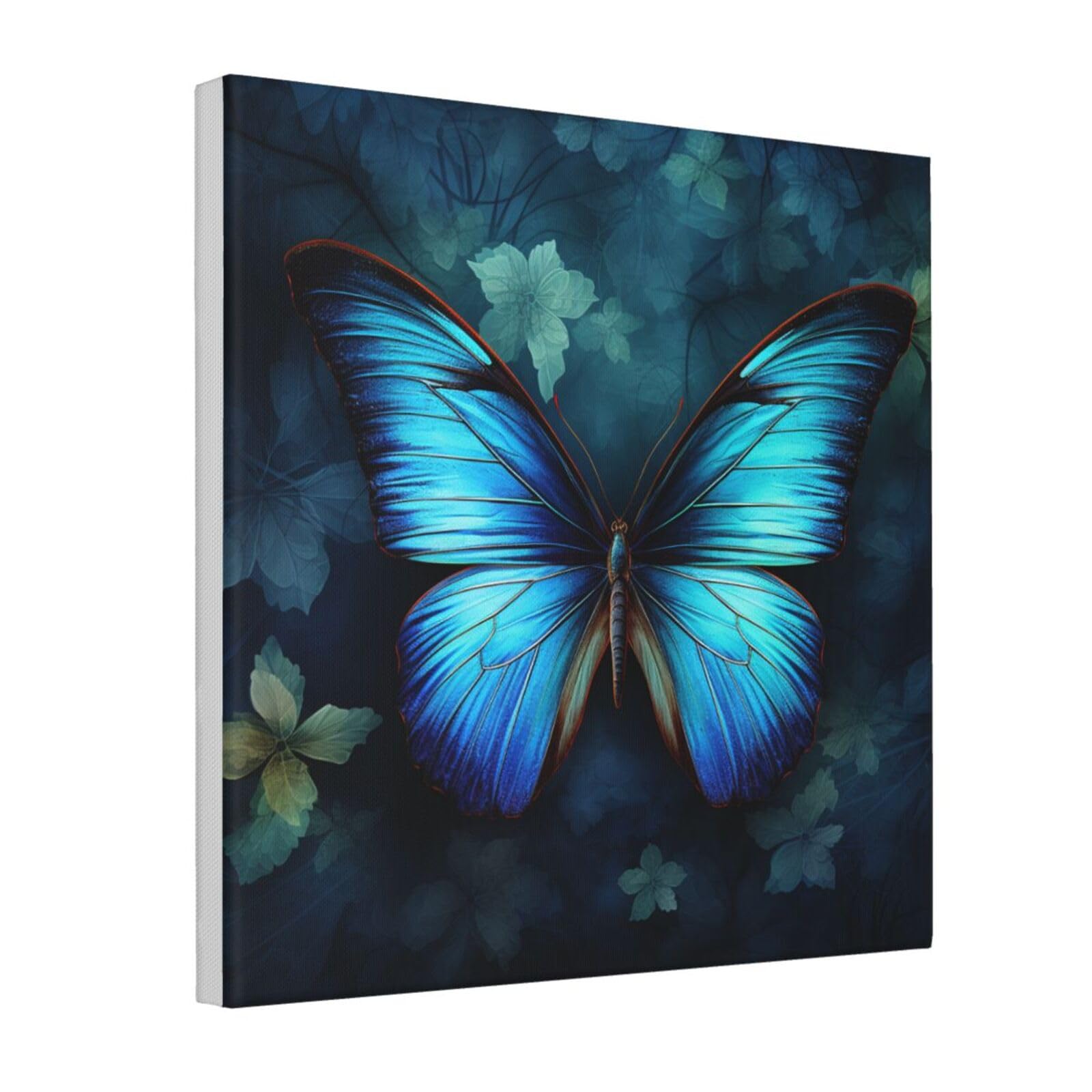 Toile murale papillon bleu haut de gamme avec cadre robuste - 8