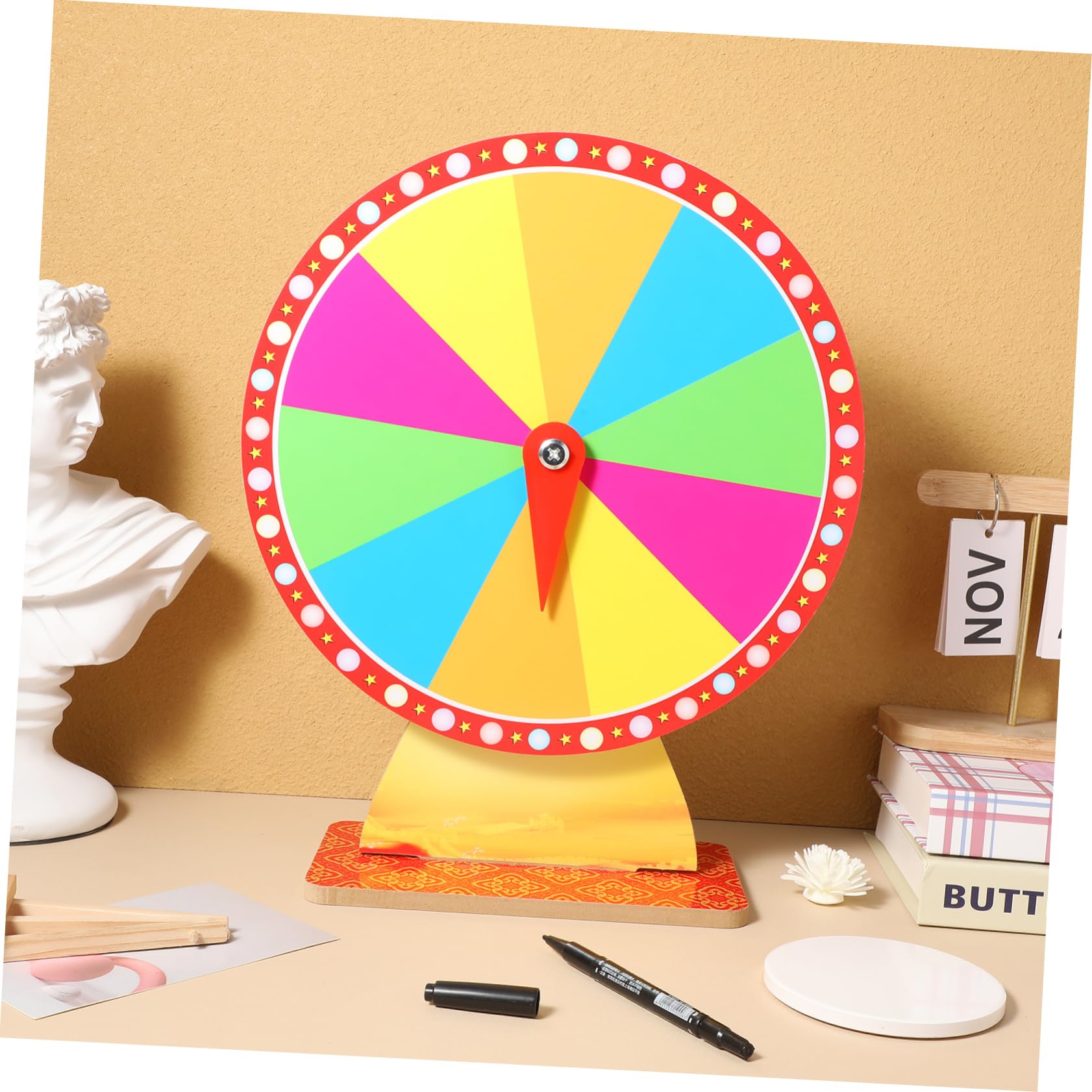 Prize Wheel Spinners with Stand Desktop Roulette Wheel, Erasable for Carnival Party Supplies Trade Show Game Prop (30CM) - Image 3