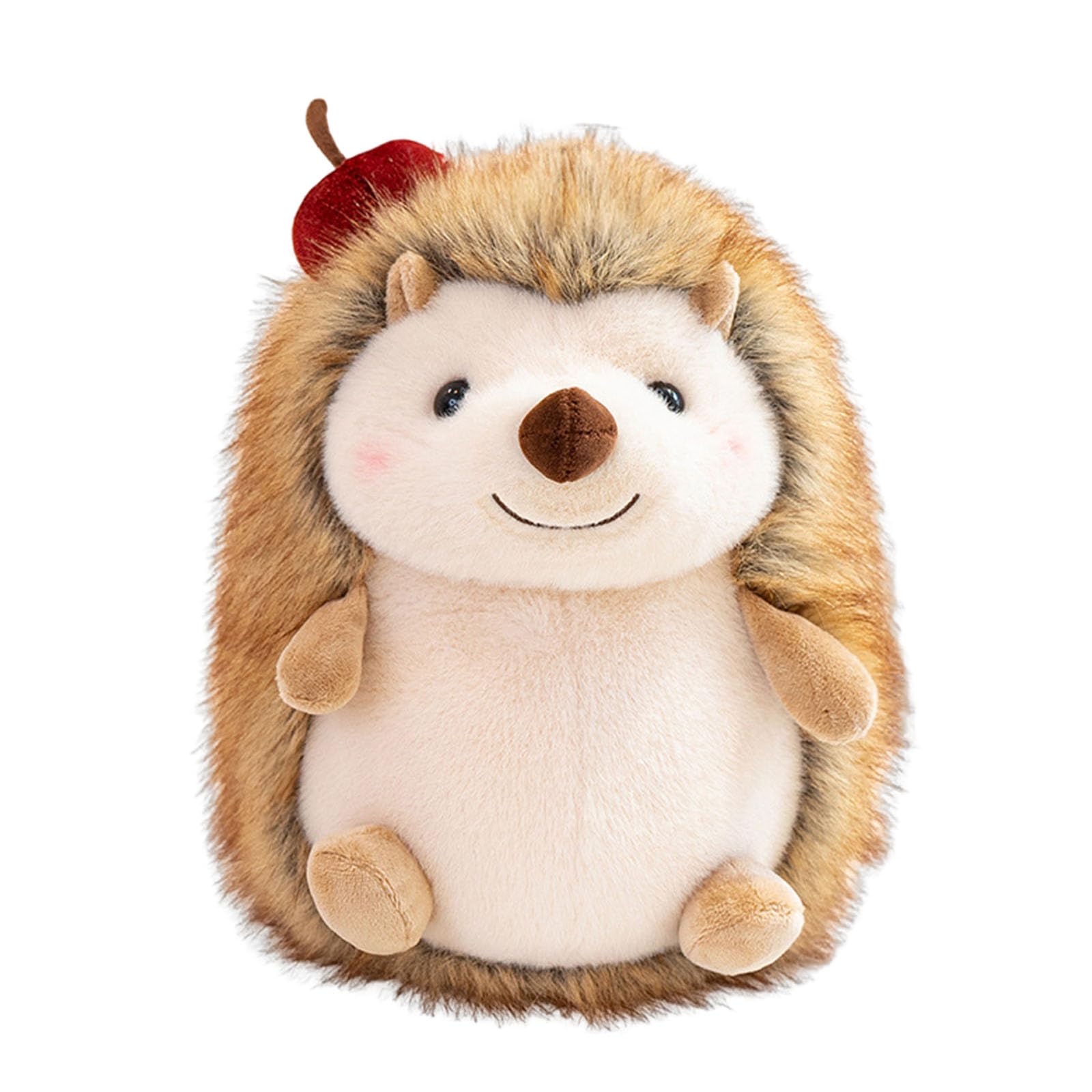 ZBELLO Cute Hedgehog Plush with Apple Decor, Soft Stuffed Forest Animal Toy, Adorable Cuddly Plushie Gift for Kids & Home Decor (Brown, 32CM)