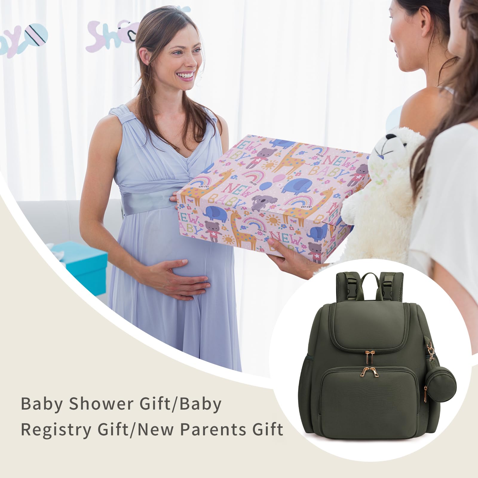 CEI-CEI Borsa per pannolini in neoprene zaino elegante borsa premaman borsa da viaggio per mamma con tasche isolate