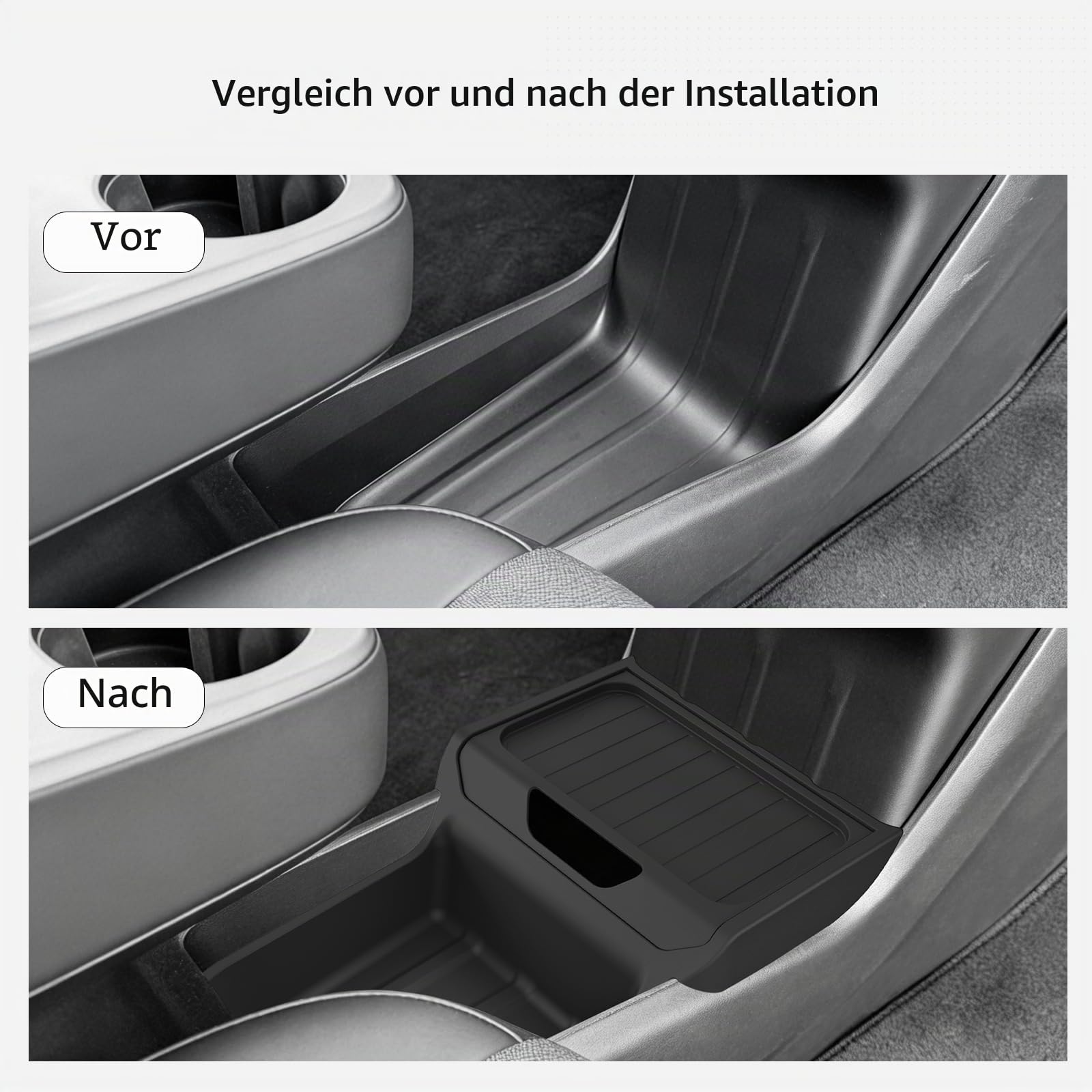 Für Tesla Model Y Juniper 2026 2025 Mittelkonsolen-Organizer, TPE Unterer Aufbewahrungseinsatz, rutschfeste Innenaufbewahrungsbox für Model Y Juniper Standardversion