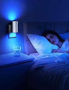 fesnne Night Light, LED Night Lights Plug into Wall 2 Pack Blue 0-100LM Adjustable Brightness Light Sensor Plug in Night Light for Hallway, Bathroom, Adult
