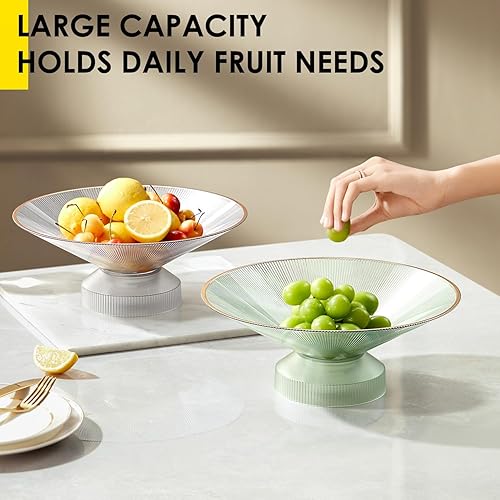 Miniatura 7 de Frutero de plástico drenable para encimera de cocina, cesta de frutas moderna grande, decoración de mesa, cuenco de pedestal para verduras, pan,