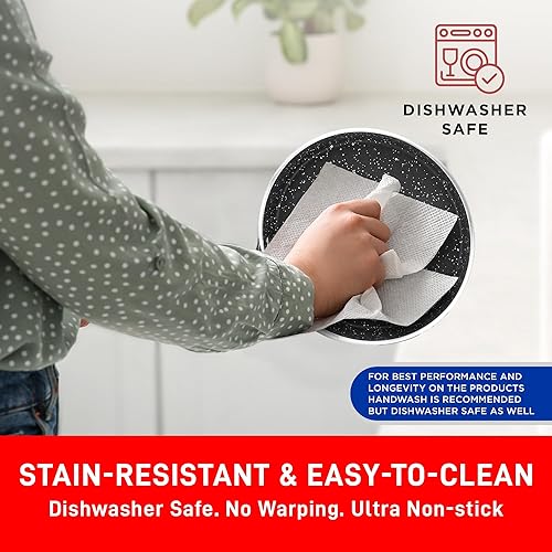 Miniatura 5 de Bakken- Swiss Mini sartén antiadherente de 2 piezas para huevos y tortillas, sartén para huevos 5.5 pulgadas con revestimiento de mármol