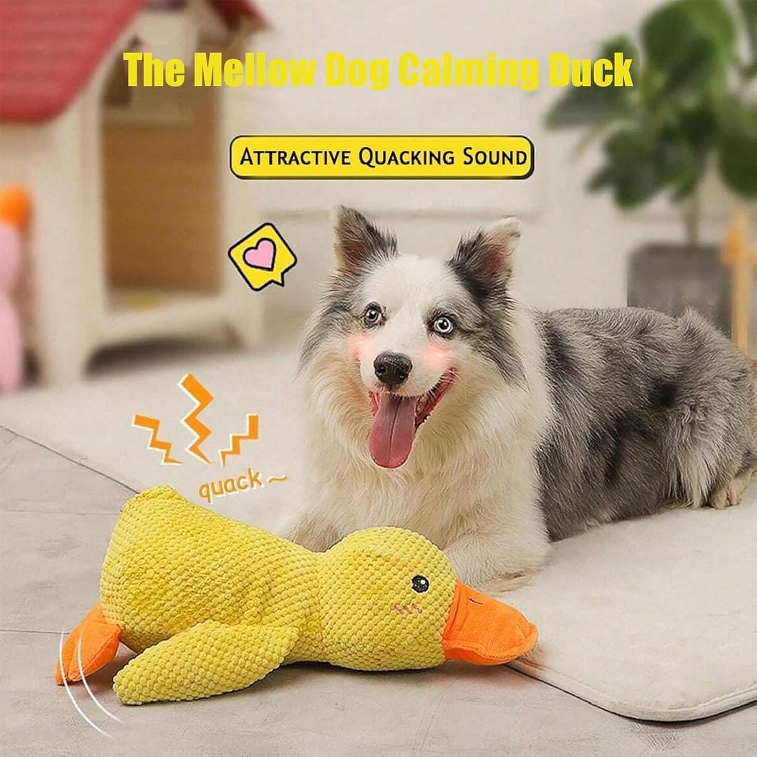 Shengruili Ente Hundespielzeug,Anti Stress Ente Für Hunde,Süße Spielzeugente Plüsch Antistressente für Hunde,Quietschendes Plüsch-Spielzeug für Kleine Mittlere