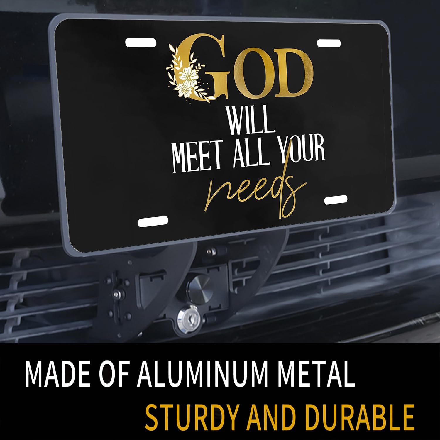GOD Will Meet All Your Needs Decorative Front License Plate Cover.Wall Decoration.Vehicle Decoration.Female License plate6x12inch 4(Holes)(red)