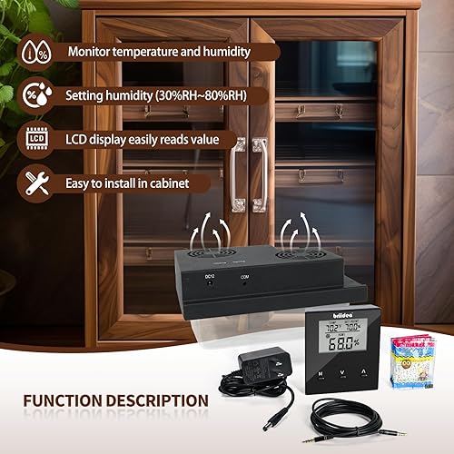 Miniatura 2 de Briidea Electric Humidifiers for Cabinet (10-50 Cubic Ft.), 60% RH80% RH Humidity Setting Values, Perfect Monitoring Temperature and Humidity, 12V
