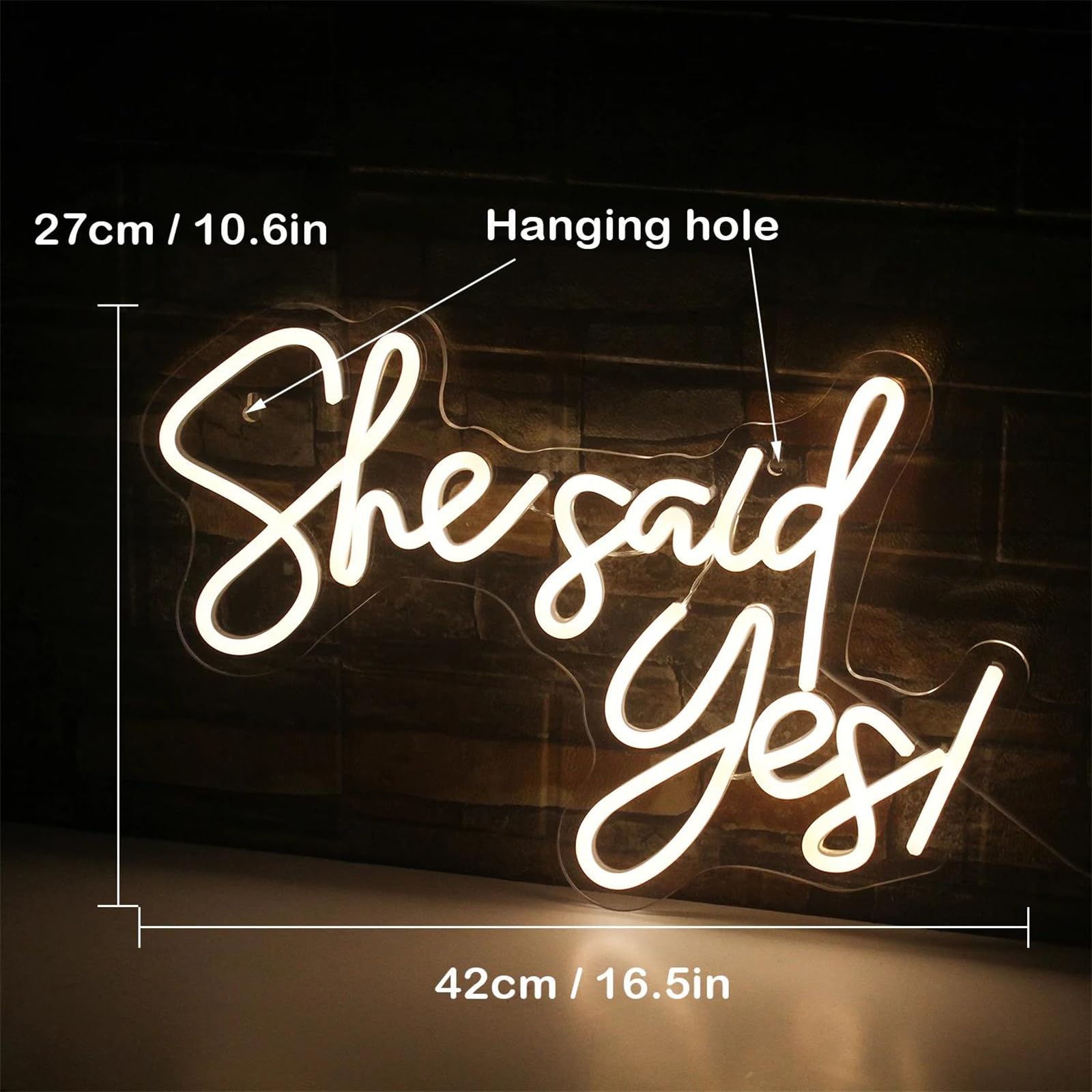 She Said Yes insegna Neon Lettera Luminosa Neon Luce Notturna per Feste casa Camera Matrimonio proposta di Matrimonio Fidanzamento Decorazione Parete Luce Neon USB alimentata Neon,C