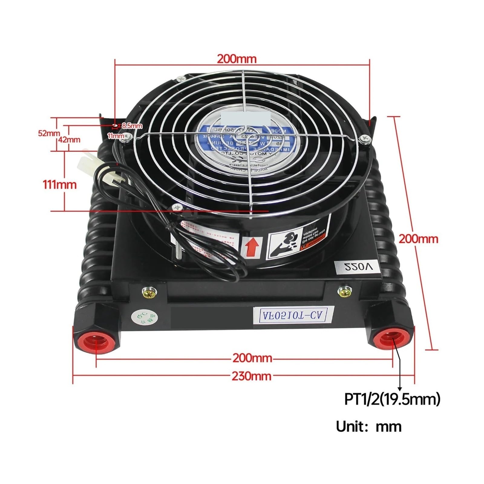 Ventola di raffreddamento dell'aria idraulica da 10 l/min Piastra AF0510T-CA - Radiatore dell'olio idraulico in alluminio con pinna for pompa Operazione stabile