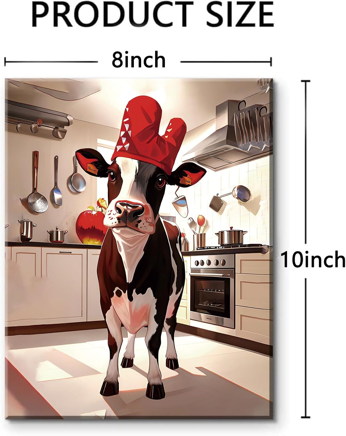 Cow Wall Art Canvas Prints Dining Room Wall Decor,Funny Animal Framed Art Posters Kitchen Farmhouse Aesthetics Set of 4 (8"x10")