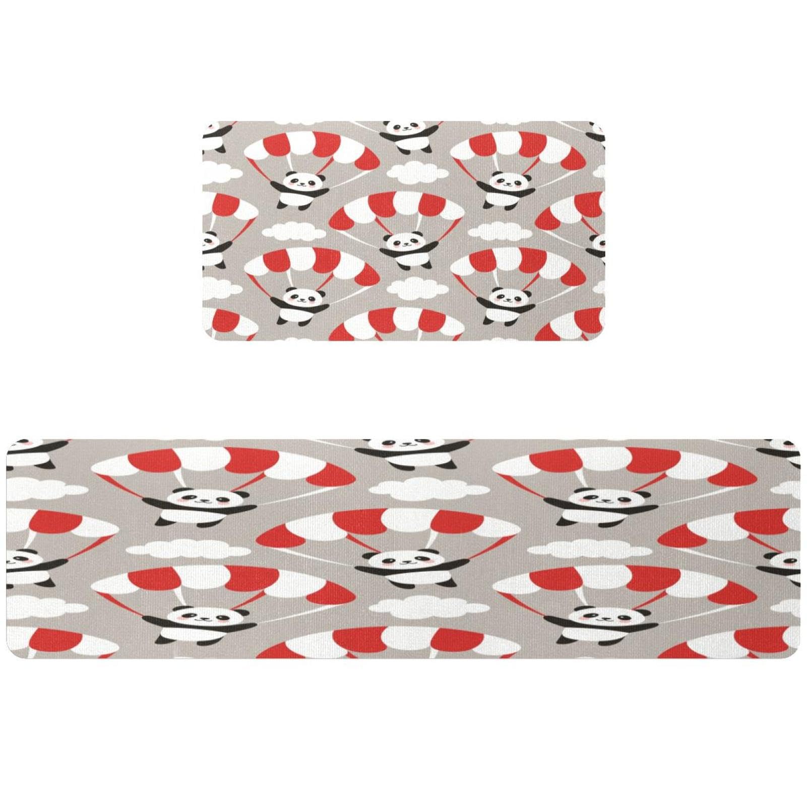 Alfombras para cocina y cuarto de lavado lavables, set de 2 piezas de panda